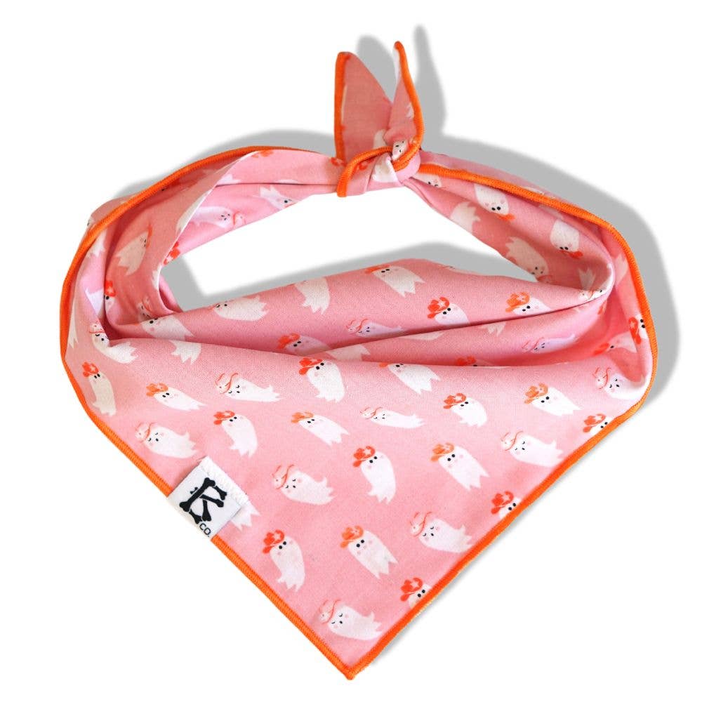 "Howdy Boo!" Pink Cowboy Ghosts Halloween Dog Bandana