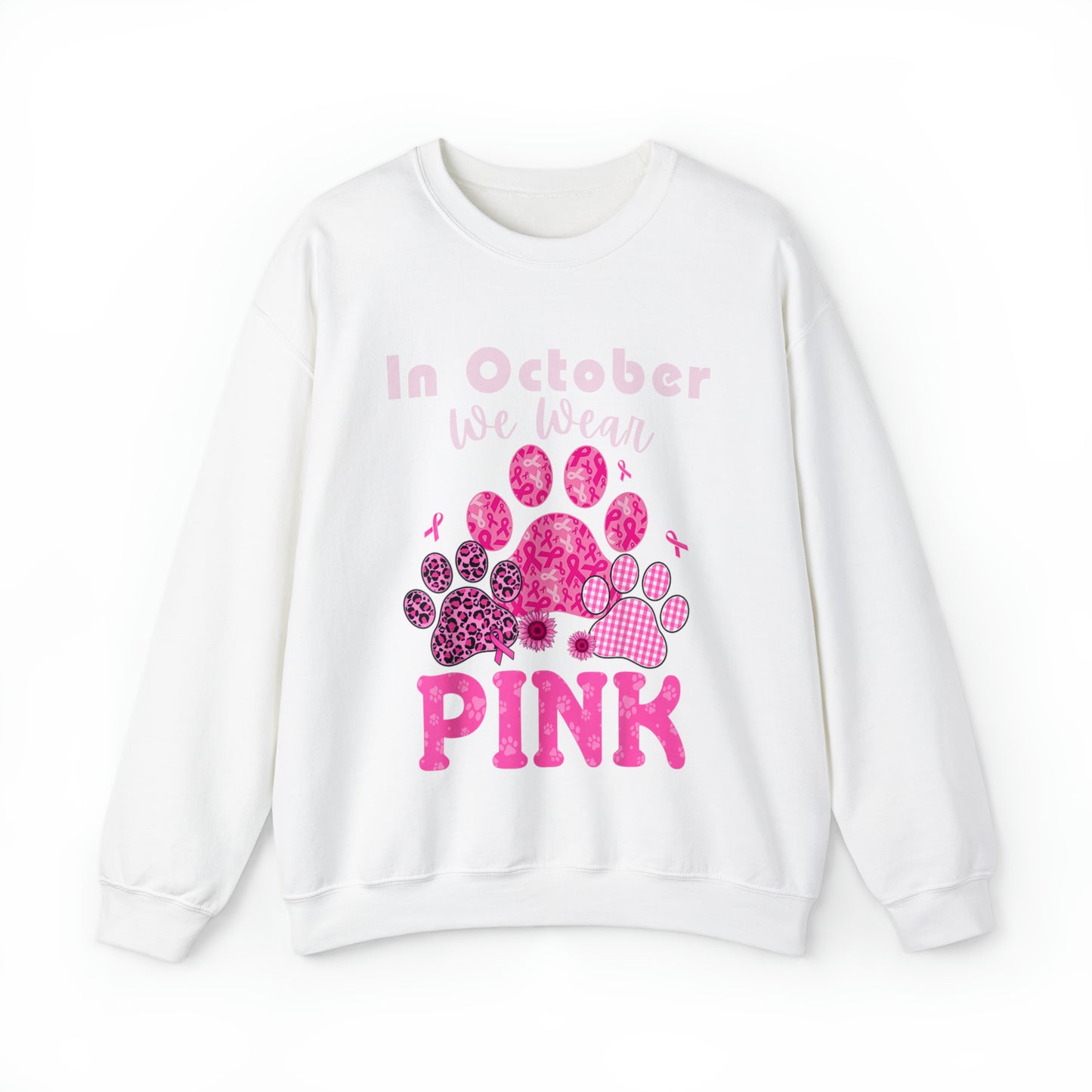 "Paws For a Cause: October We Wear Pink Sweatshirt - Uniting for Breast Cancer Awareness