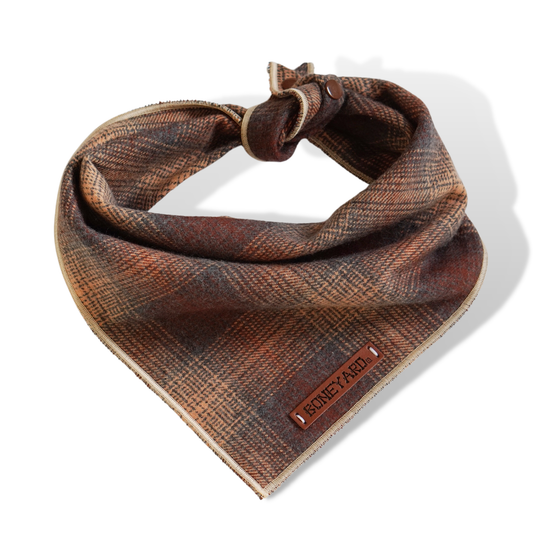 "Hot Chocolate" Brown Plaid Flannel Dog Bandana