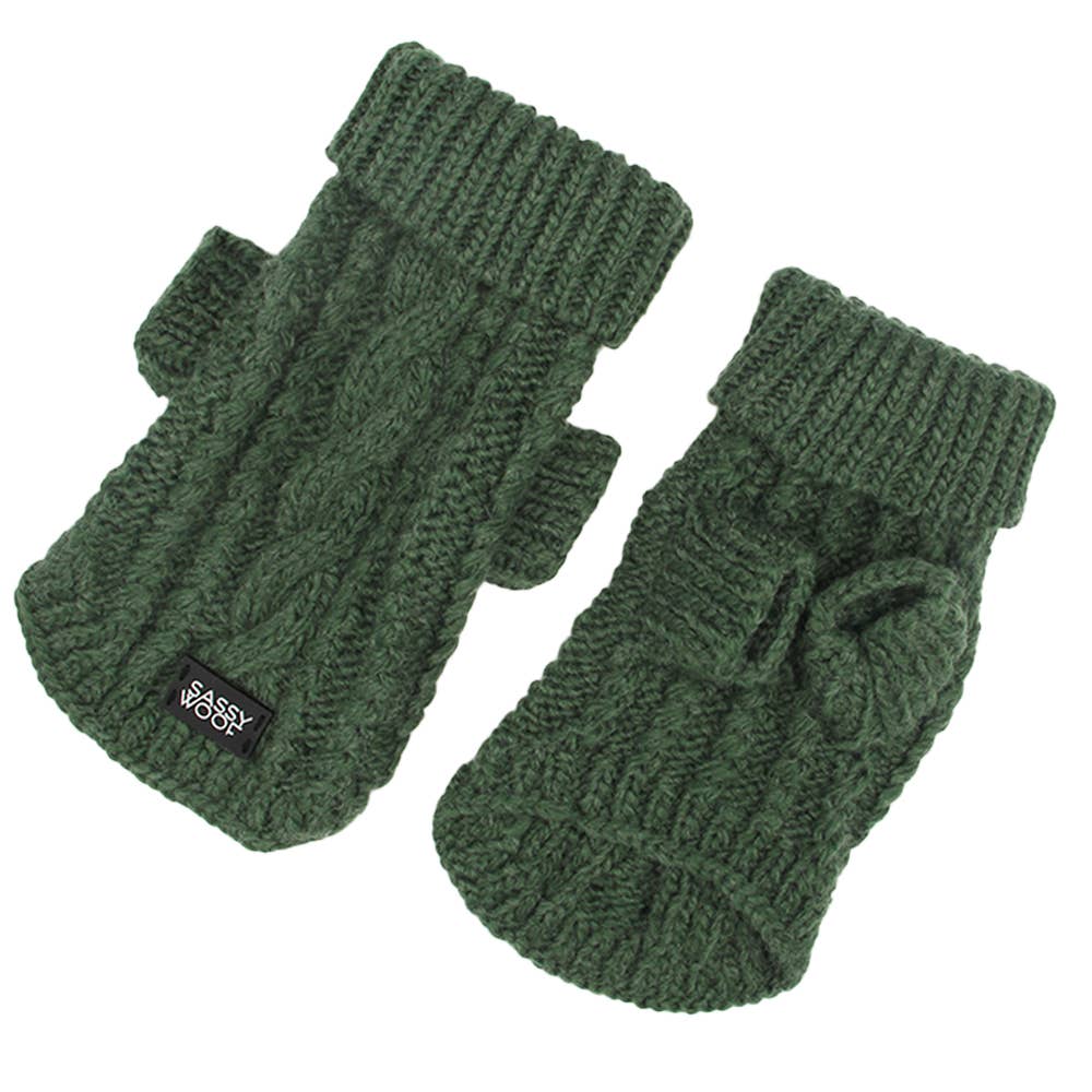 Dog Cable Knit Sweater - Dark Green