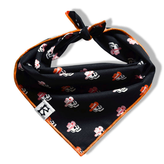 "Skull & Spurs" Trendy Skulls and Cowboy hat dog bandana