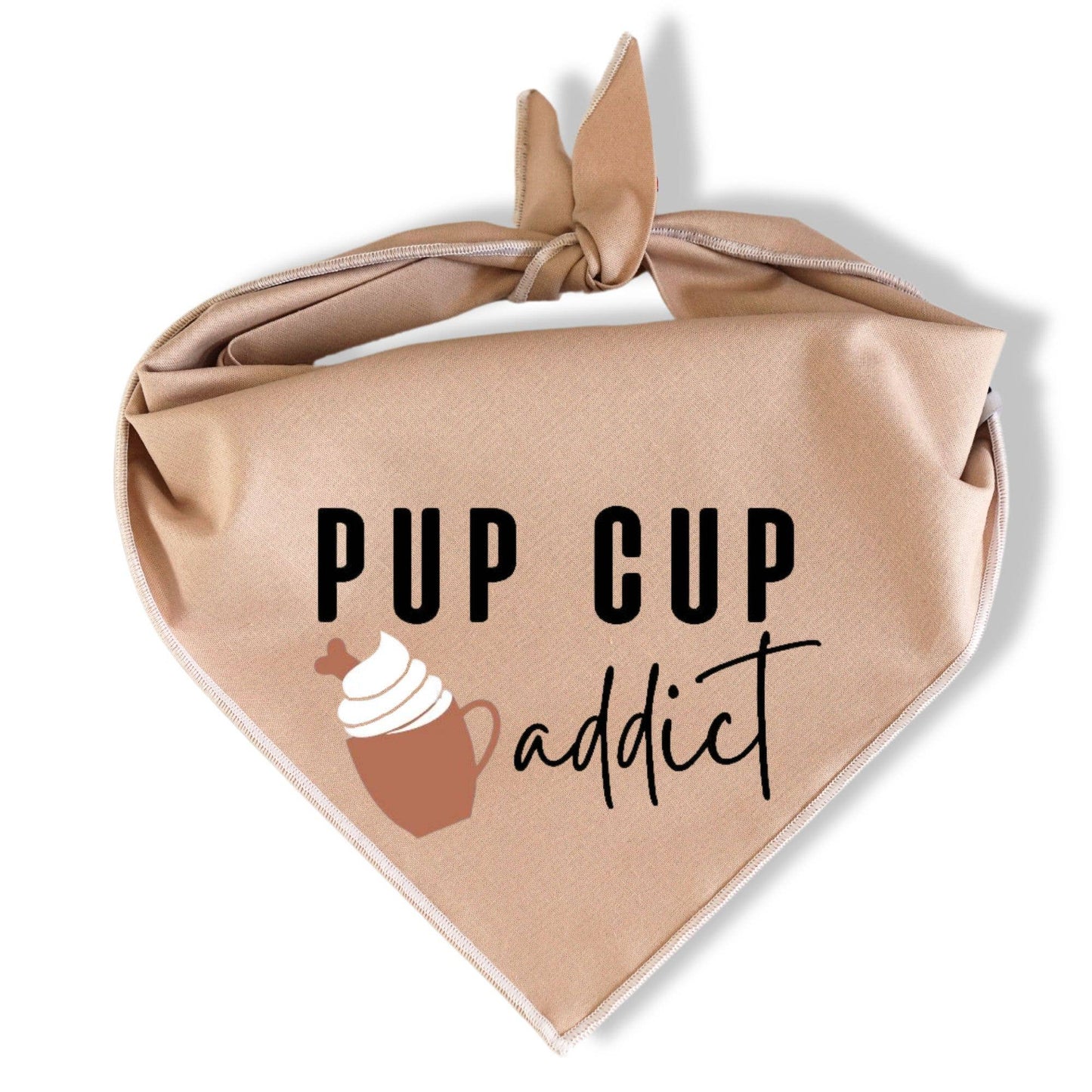 "Pup Cup Addict" Funny Coffee Lover Dog Bandana