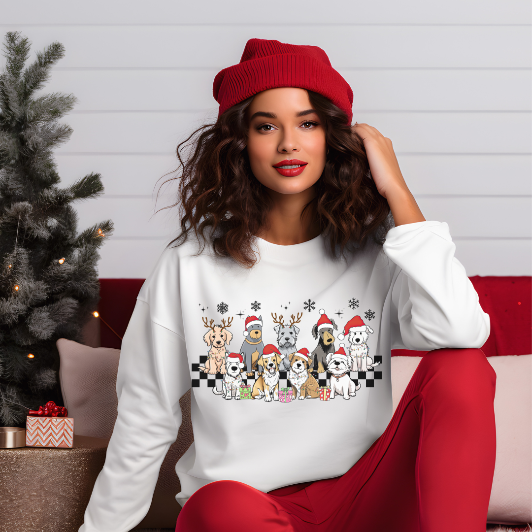 A Festive Christmas Dog Crewneck Sweatshirt