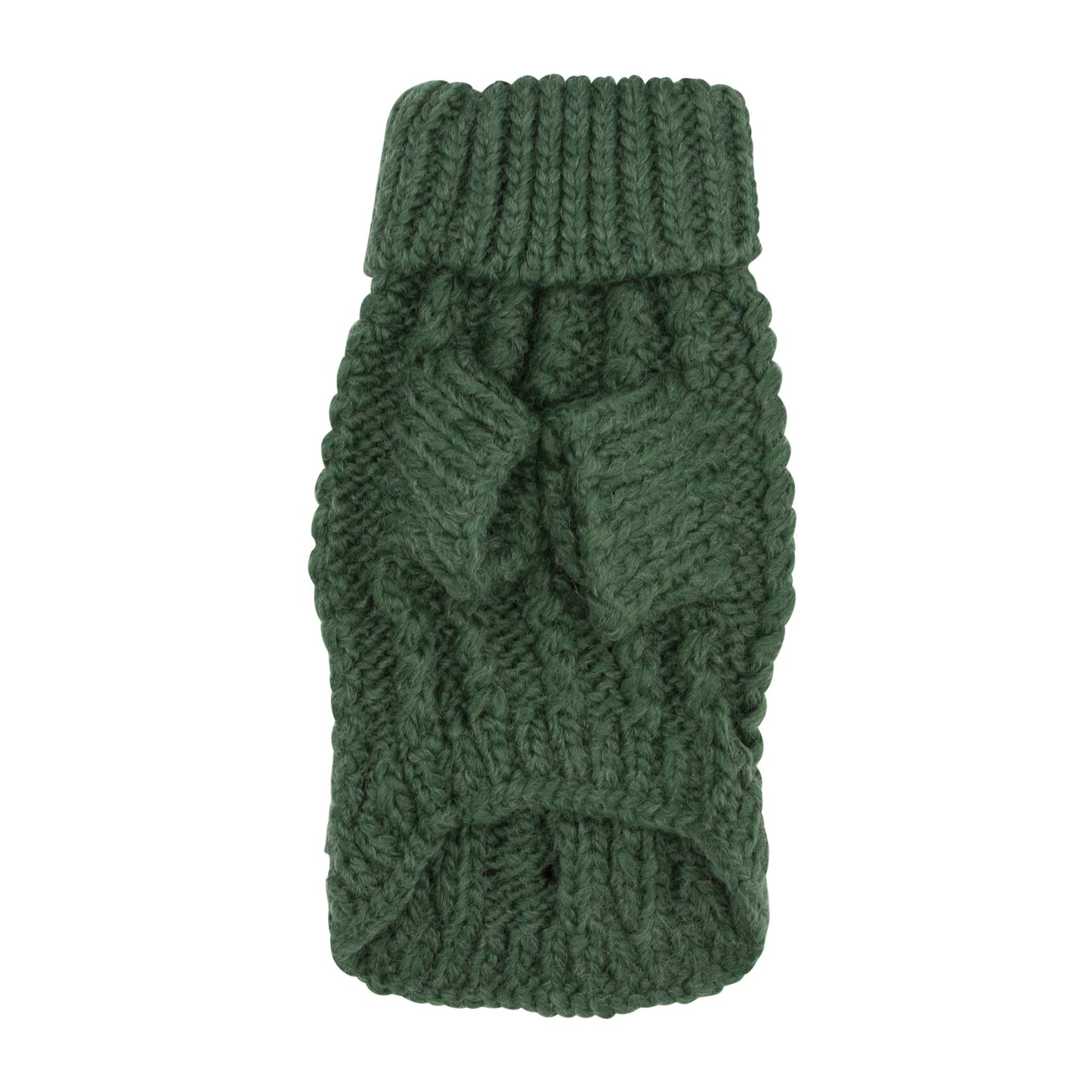 Dog Cable Knit Sweater - Dark Green