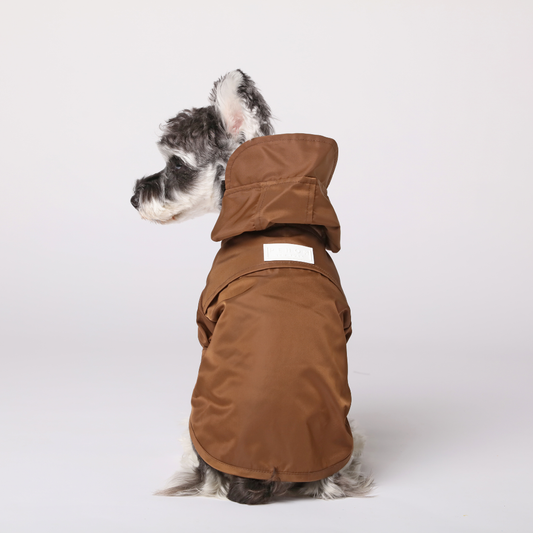 Tribeca adjustable velcro dog raincoat -  Choco